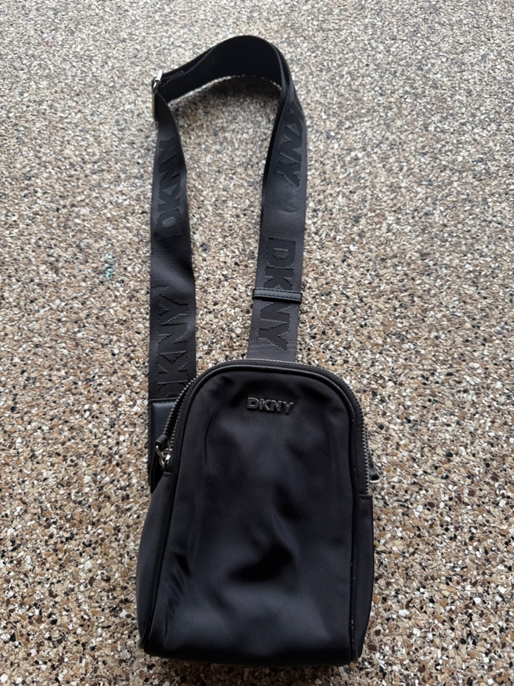 DKNY Black Logo Strap Sling/Belt Bag